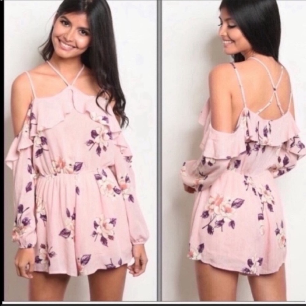 Blush Pink Floral Romper - Picture 3 of 3